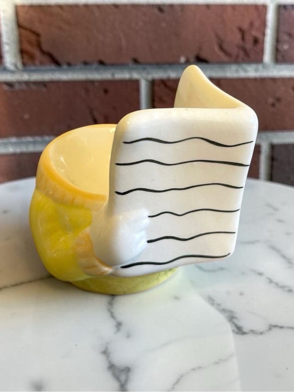 Vintage Whimsical Ceramic Newspaper Reader Egg Cup
